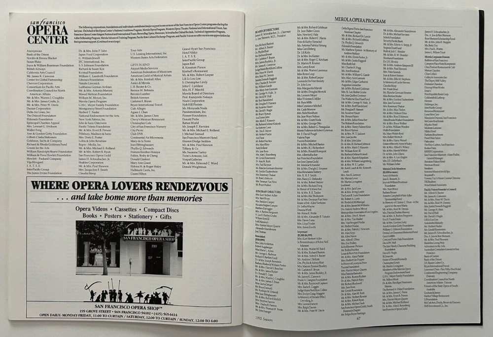 Hildegard Behrens Signed 1992 San Francisco Opera Program