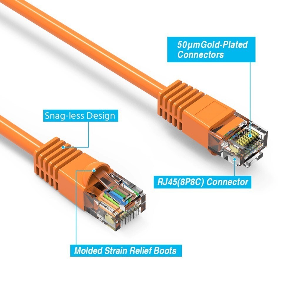 4FT Cat5E RJ45 Ethernet LAN Network UTP Patch Cable Copper Wire 24AWG Orange