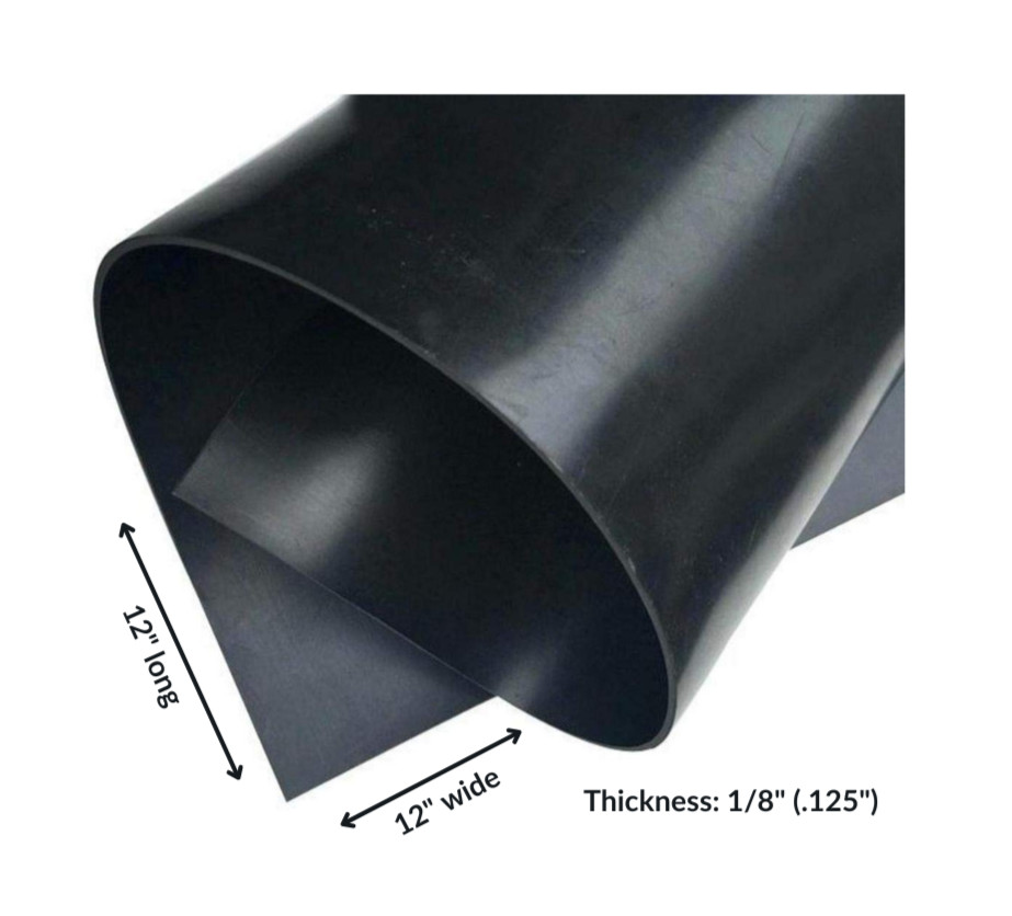 Neoprene Rubber Sheet Solid 1/8 Thick x 12" wide x 12" long 60A Duro, Black