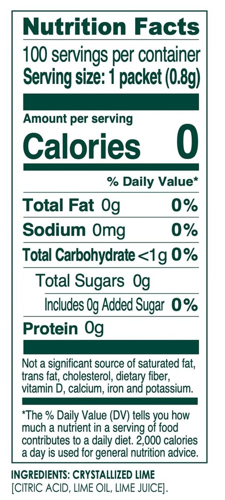 TRUE LIME Water Enhancer Bulk Dispenser Pack 100 Packets | Zero Calorie