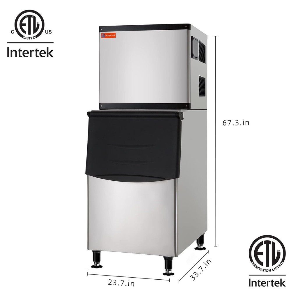 Commercial Ice Maker Machine, 350 lbs Ice Makers with 230lbs Storage, Full Cube
