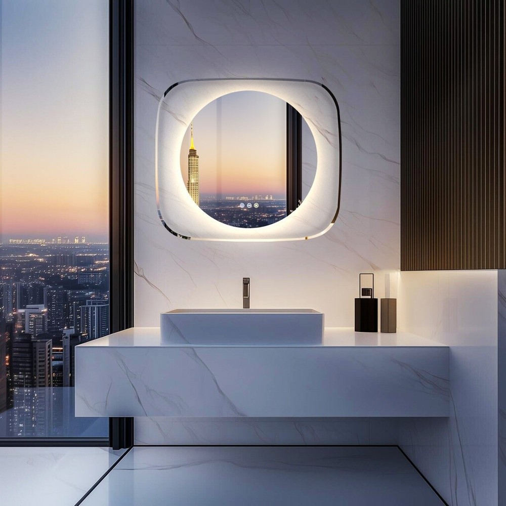 LED Bathroom Mirror Antifog Vanity Mirror Backlit Dimmable Hanging Makeup Mirror