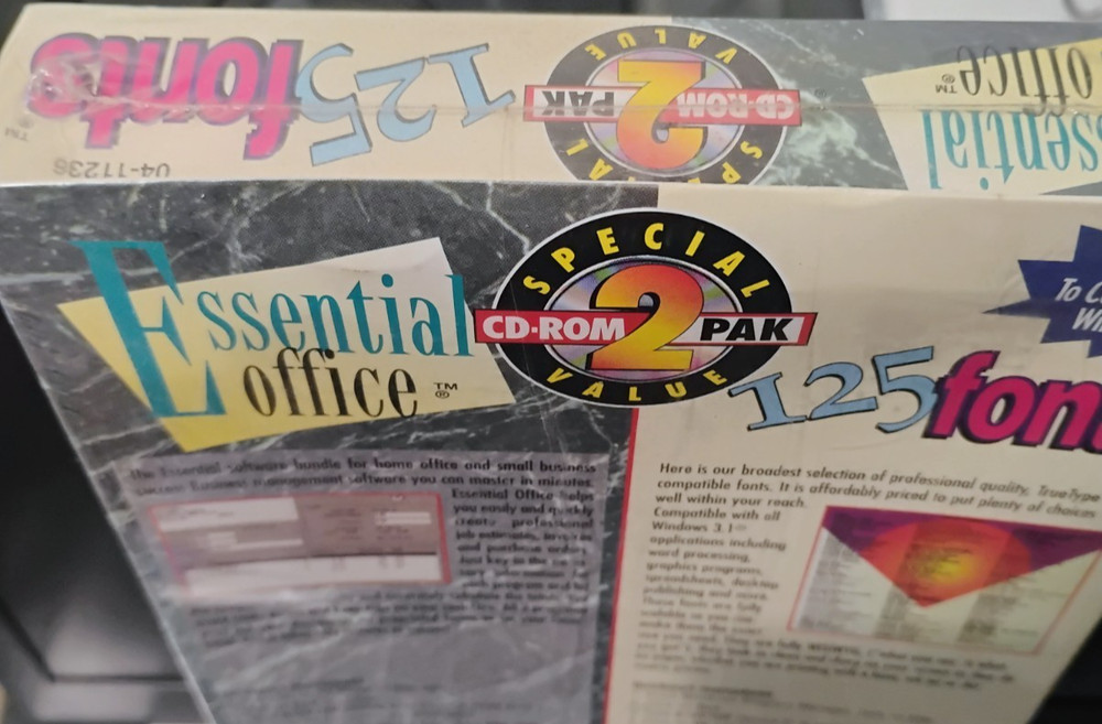 2 Pack: Essential Office & 125 Fonts; IBM PC; CD-ROM - Complete In Box