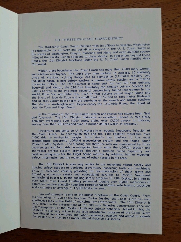 13th Coast Guard District Change of Command Program 1983 Seattle Washington