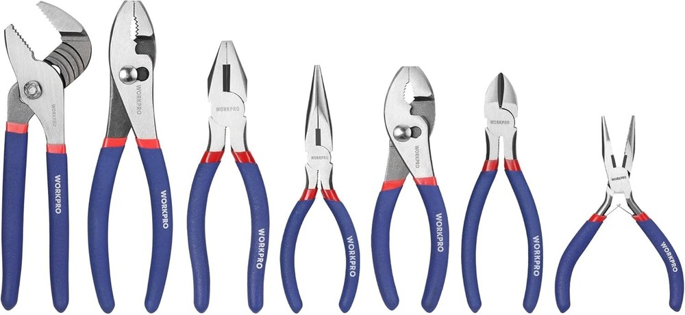 Versatile 7-Piece Pliers Set - Includes Groove Joint, Long & Slip Joint Tools