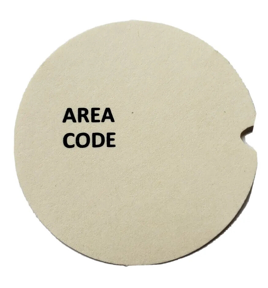 Dial Card Insert AREA CODE 1.5” Ivory Background for Rotary Phone