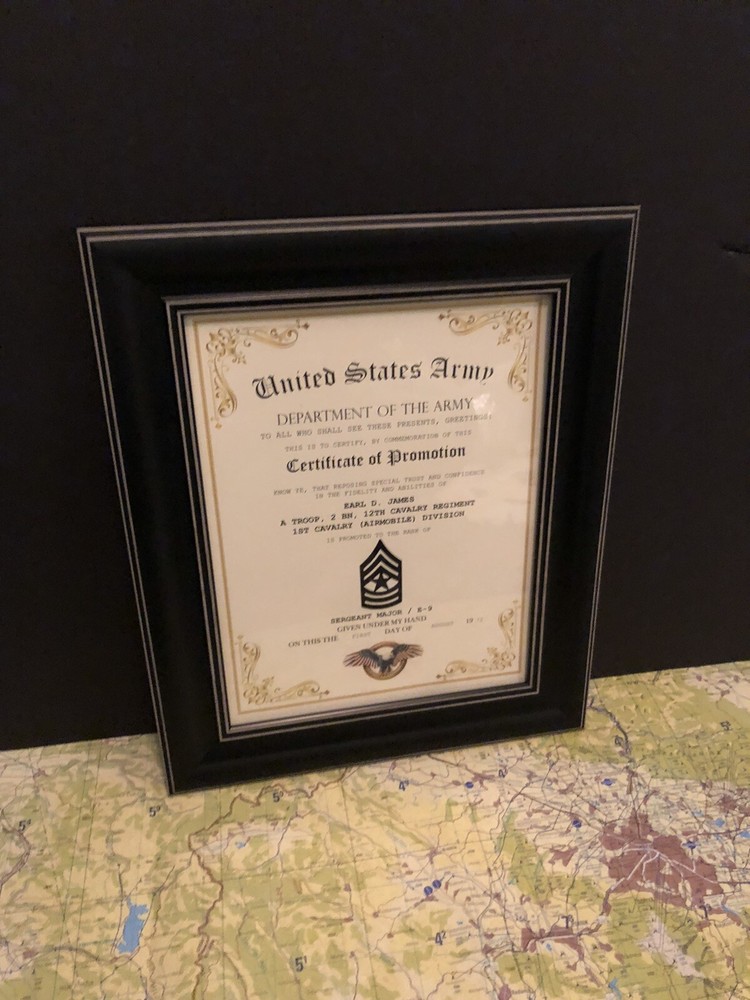 SERGEANT MAJOR / SGM (E-9) U.S. Army ~ Commemorative Promotion Certificate