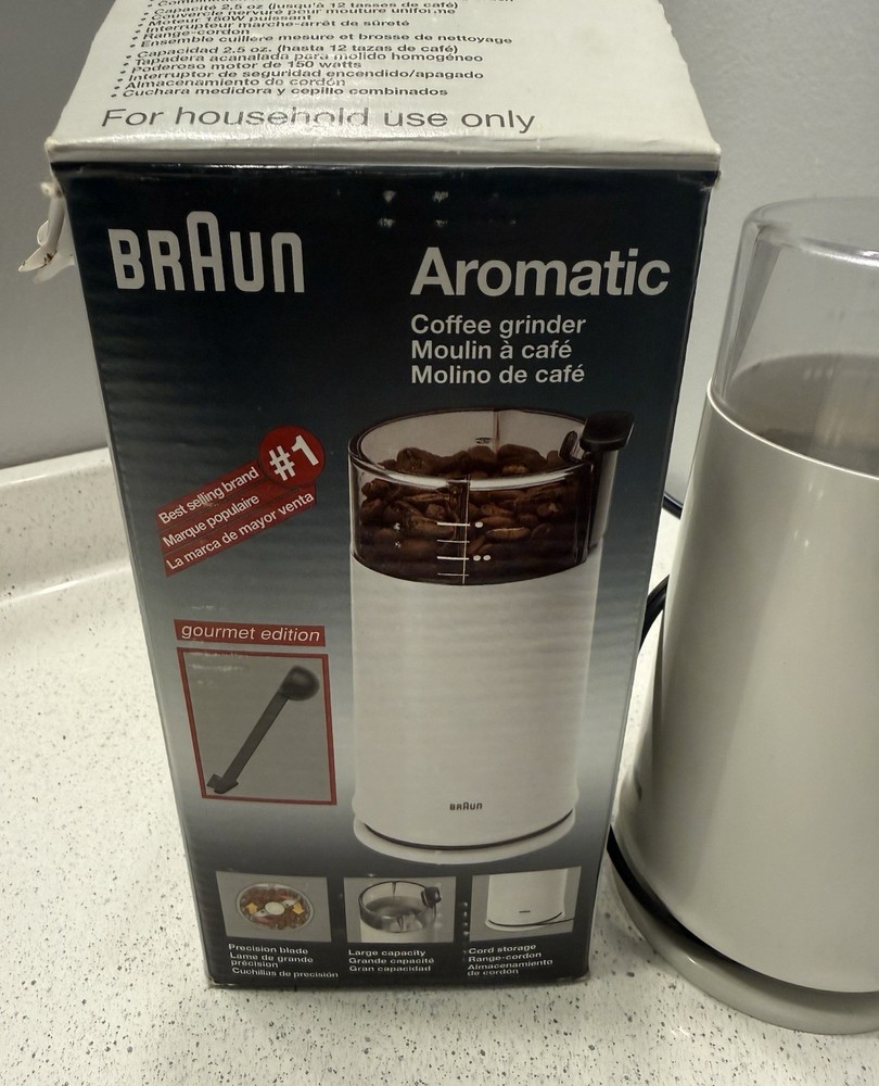 Braun Aromatic Coffee Grinder, model KSM 4, In Original Box
