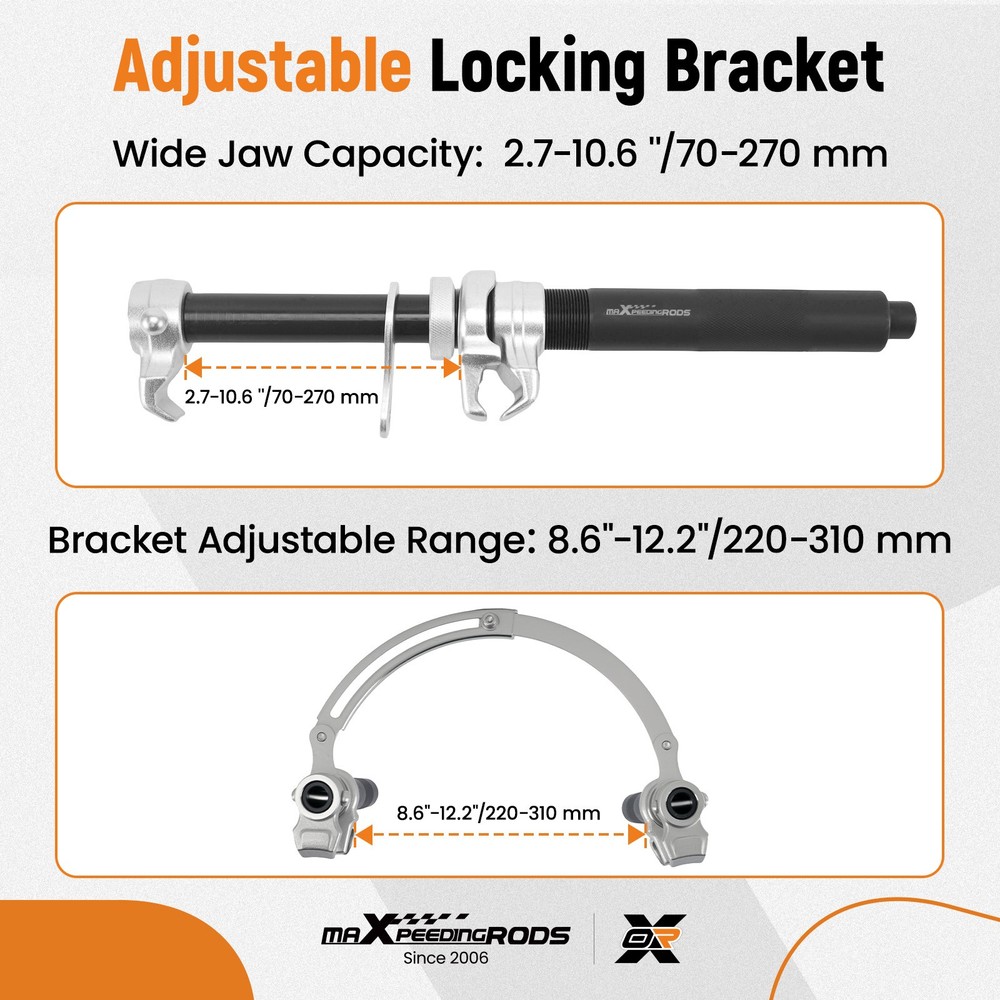 Coil Spring Compression Tool Set 2646lbs Capacity 220-310mm Adjustable 3PCS