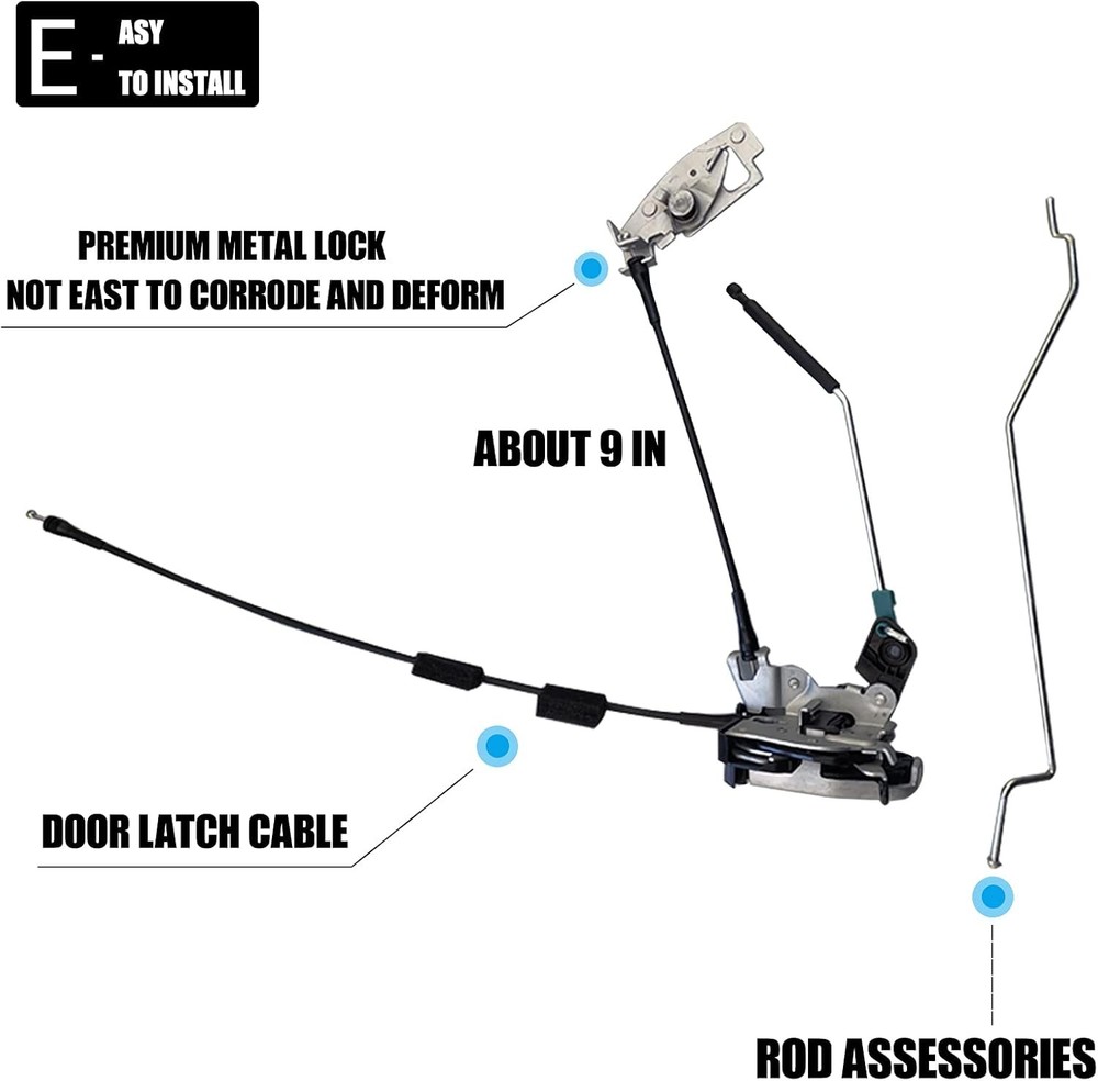 Rear Right Door Latch Assembly for Ford E150 E250 E350 Van 1992-2019