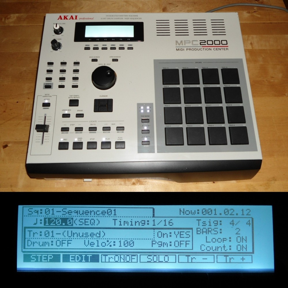 Akai MPC 2000 w/Custom White LEDs & Black PADs Max RAM Sample & Boot Disks