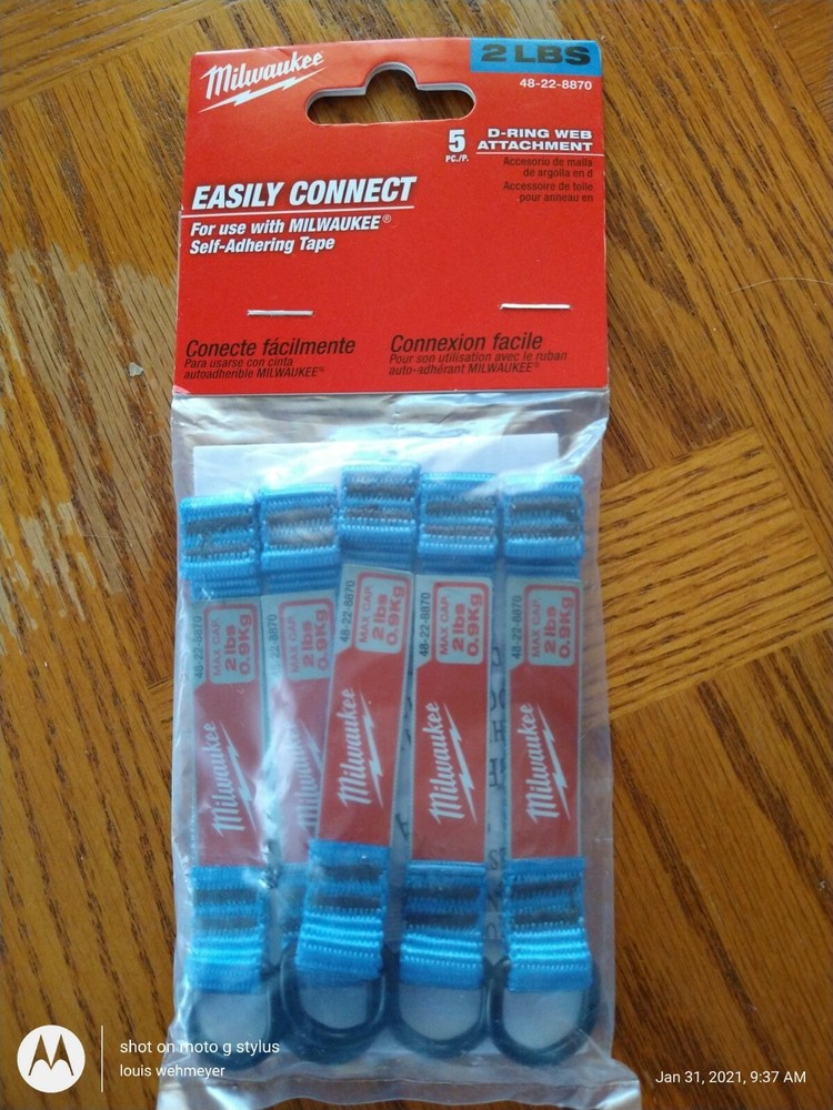 Milwaukee 5 pc D-ring web attachement 2 lbs