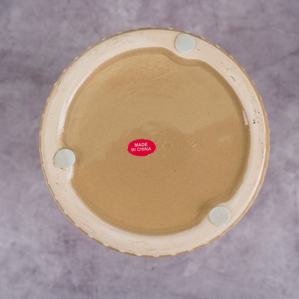 Dot Textured Ceramic Flower Pot / Planter - tan, 5" x 5"