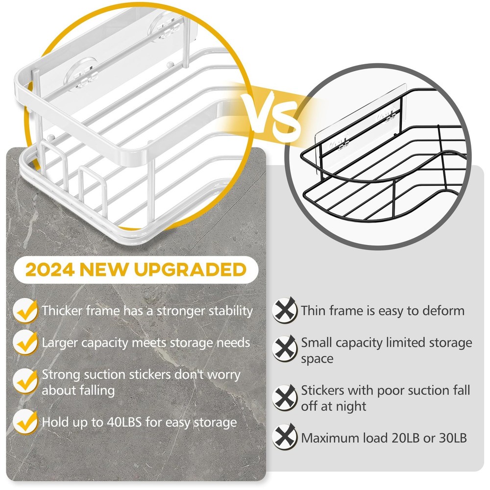 MAXIFFE Shower Caddy Organizer, 3-Pack Corner Organizer White