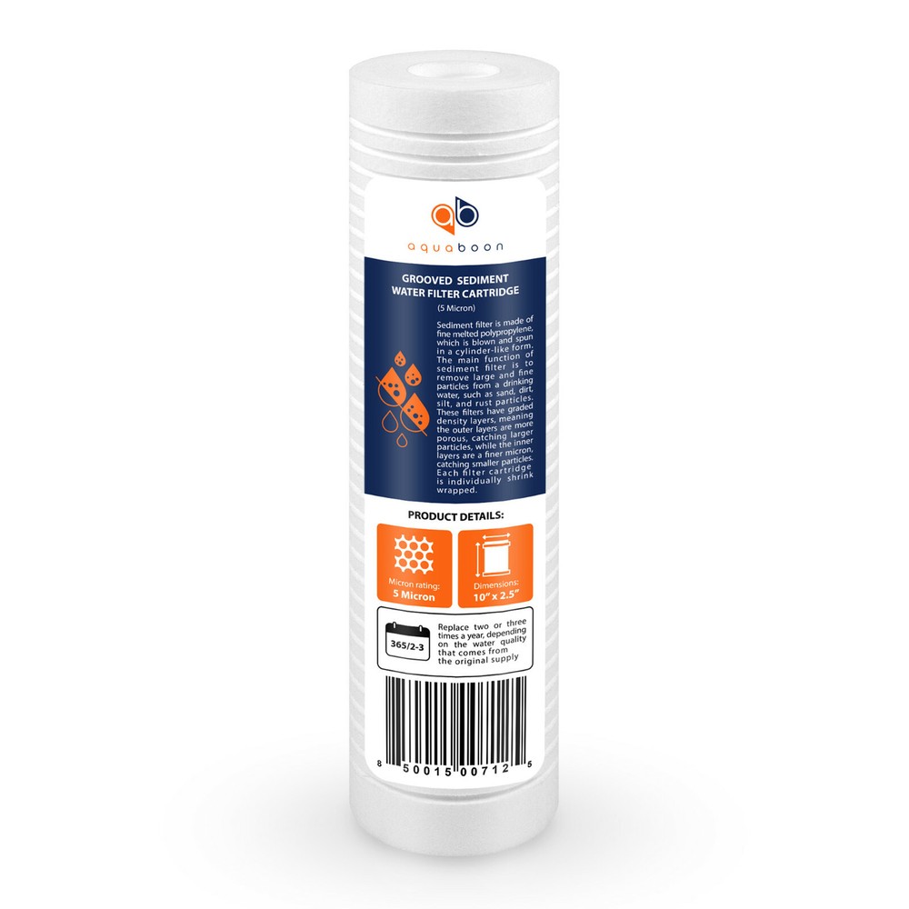 Grooved Sediment Water Filter 5 Micron 10" x 2.5" size 6 PACK by Aquaboon