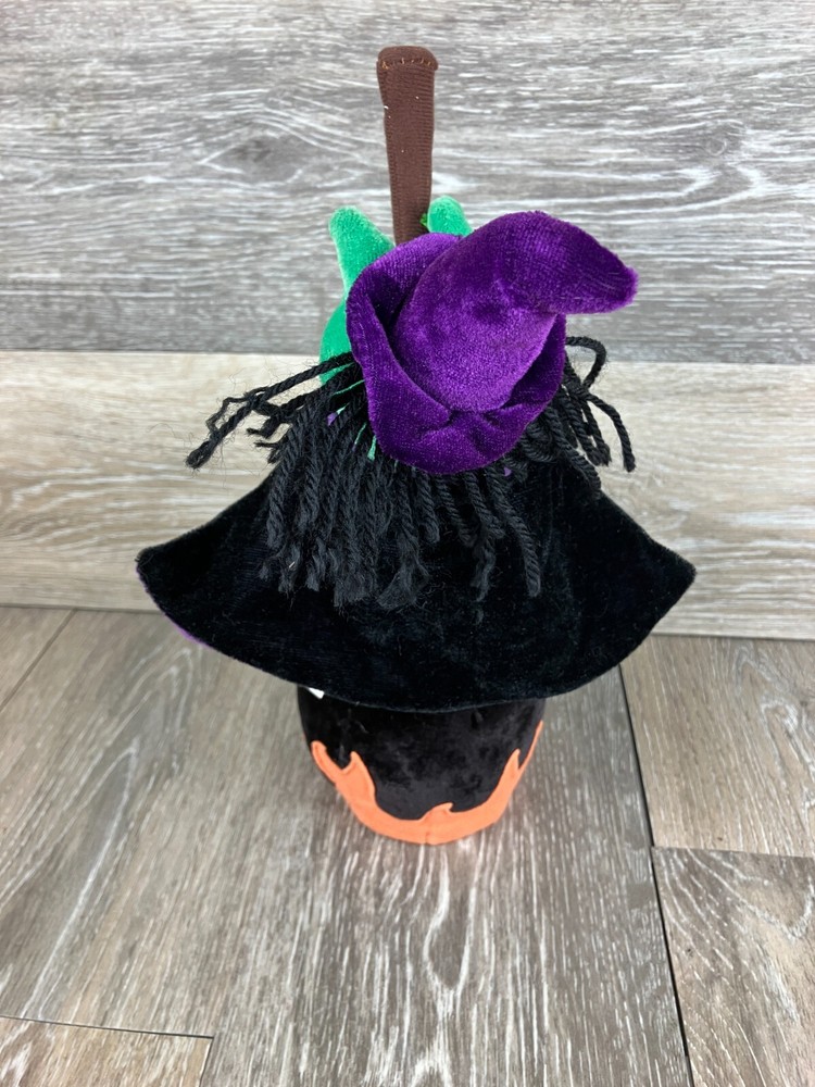 Halloween Witch Broom Cauldron Laughing Spinning Plush 11”