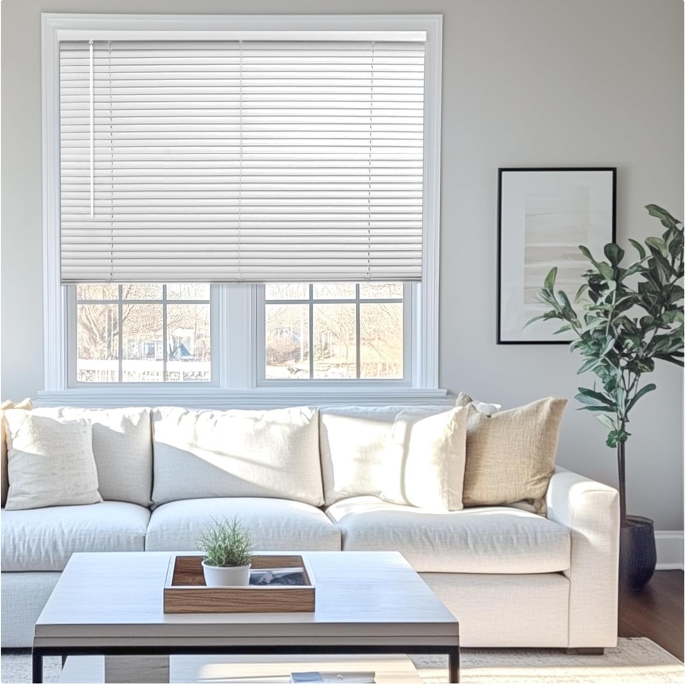 Versatile 12"x72" White Horizontal Mini Blinds - Easy Install & Adjustable Light