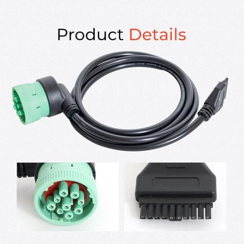 J1939 Green Cable 9-Pin to 10-Pin for PT30 ELD Device ELD Logbook Cable DOT