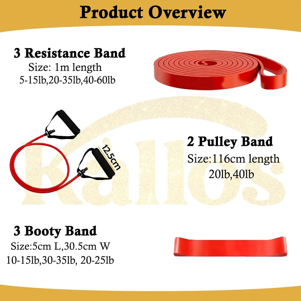 8-Piece Resistance Band Set for Home Workout with Pull-Up Assistance Loop and...