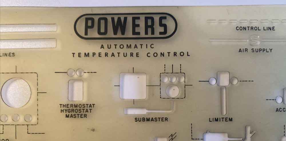 Vtg Powers Regulator Co /Watts Water Tech Drafting Template Automatic Temp Cntrl