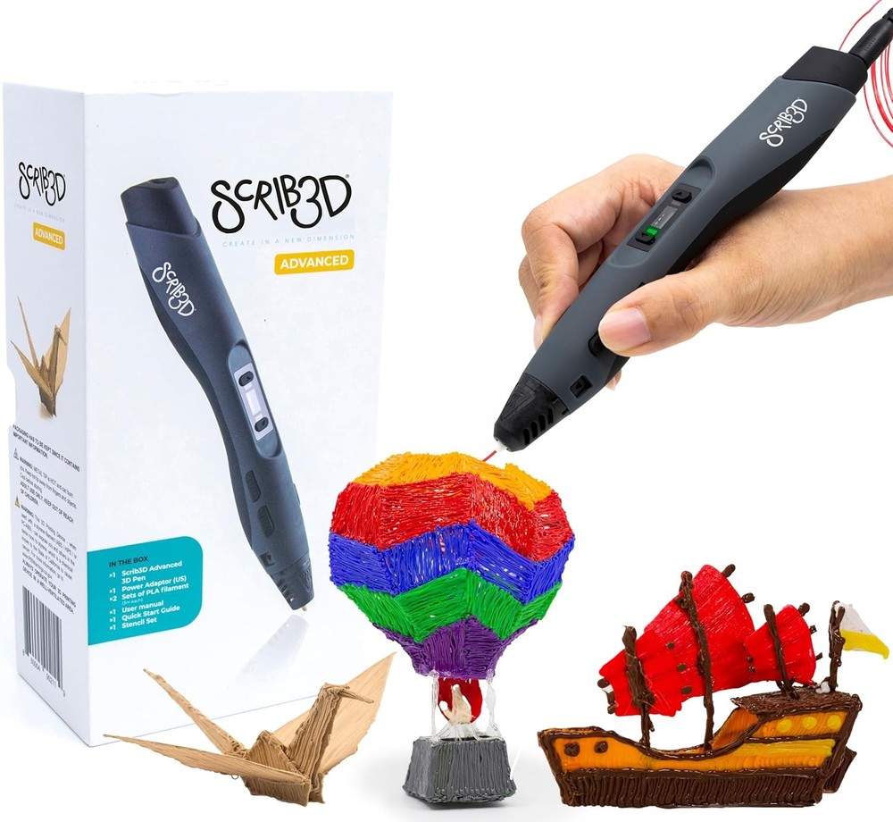 3D Printing Pen Bundle with 6 PLA Filament Spools & Stencil Book for Creativity