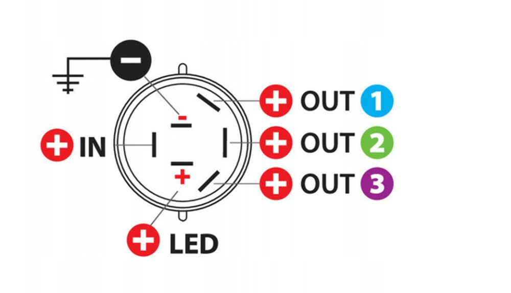 ROTARY SWITCH 12/24V 10A 4 POSITIONS LED