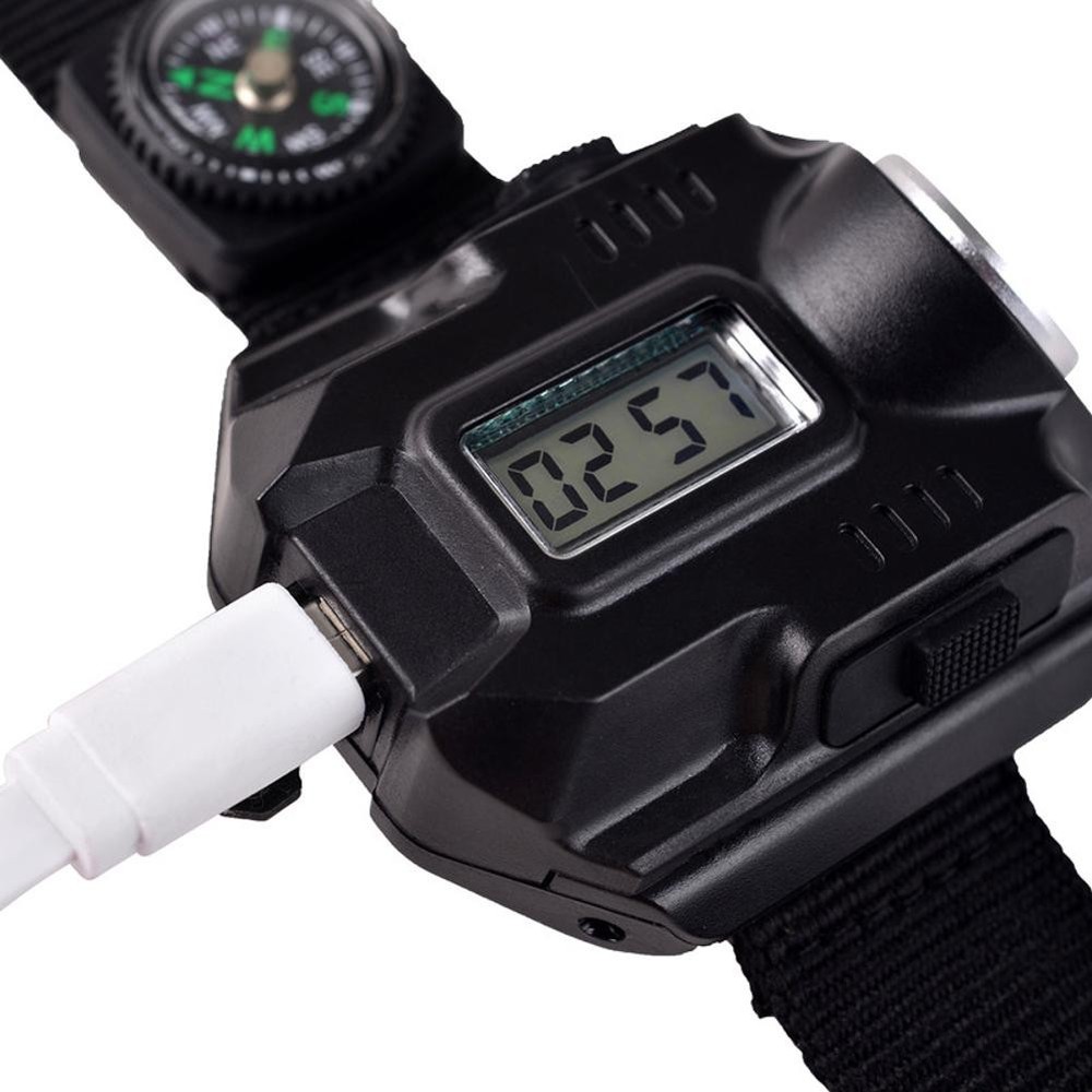 LED Wrist Watch Flashlight Torch Light USB Charging Rechargeable Flashlight D