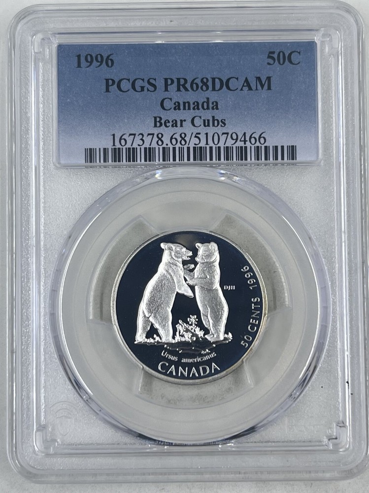 1996 50C PCGS PRR68DCAM Canada Bear Cubs