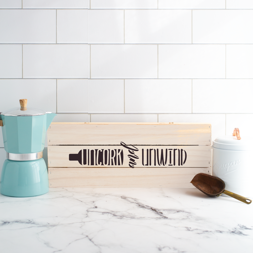 Uncork And Unwind Wine Bottle Stencil - Durable & Reusable Mylar Stencils