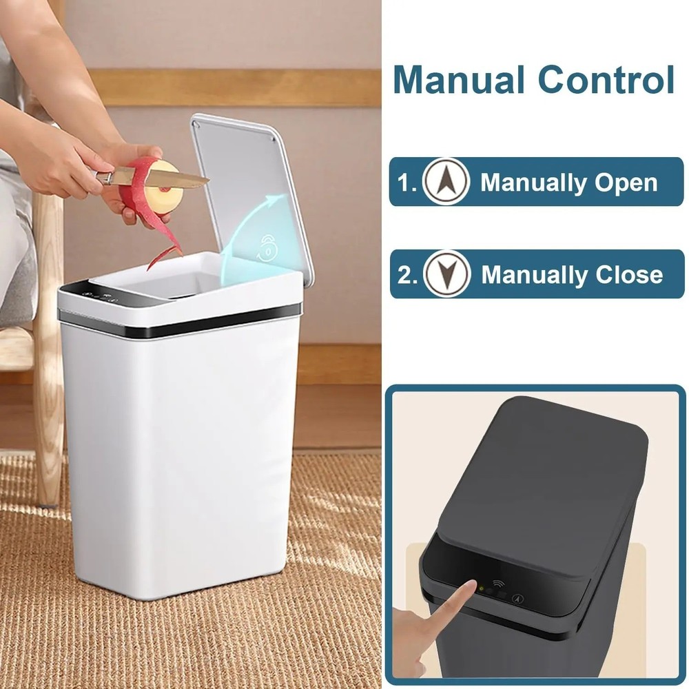 Kitchen Trash Can Toilet Bathroom Can Automatic Garbage Can with Lid ZERO TOUCH