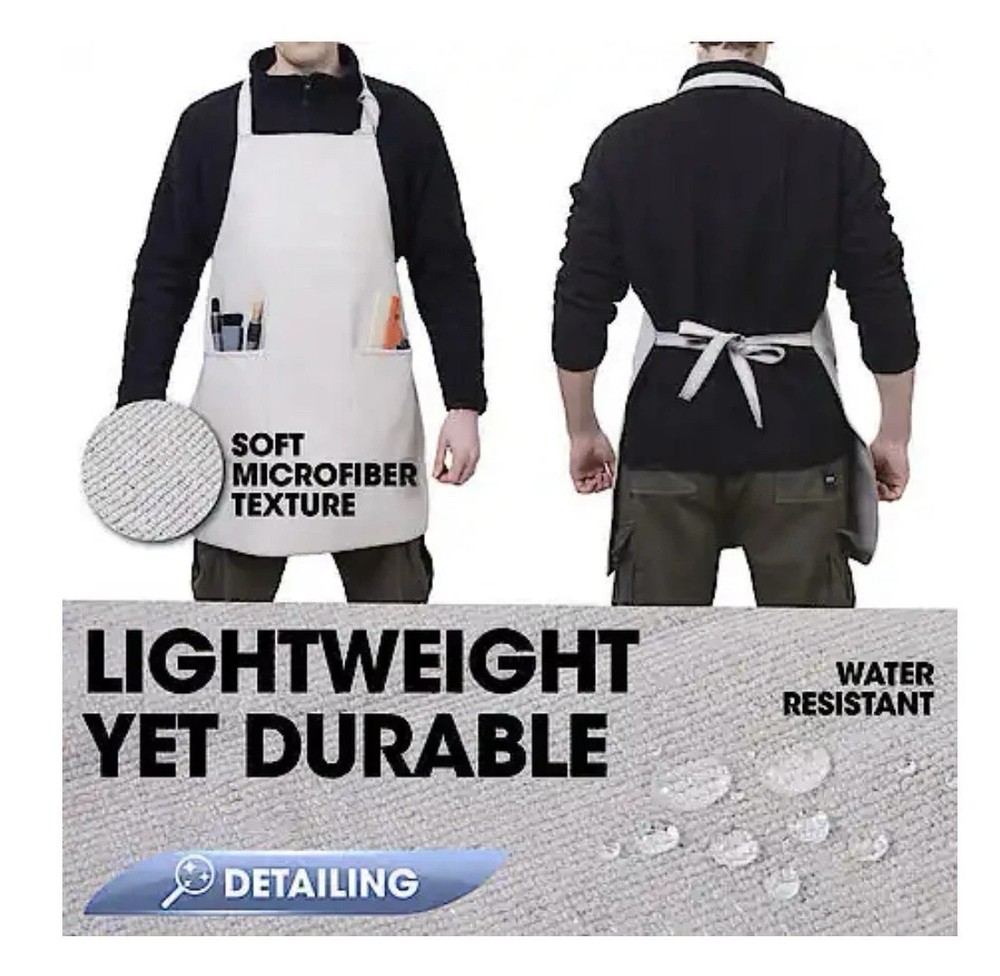 AutoCraft Detailing Apron Microfiber Gray Two Pockets Adjustable Neck Strap