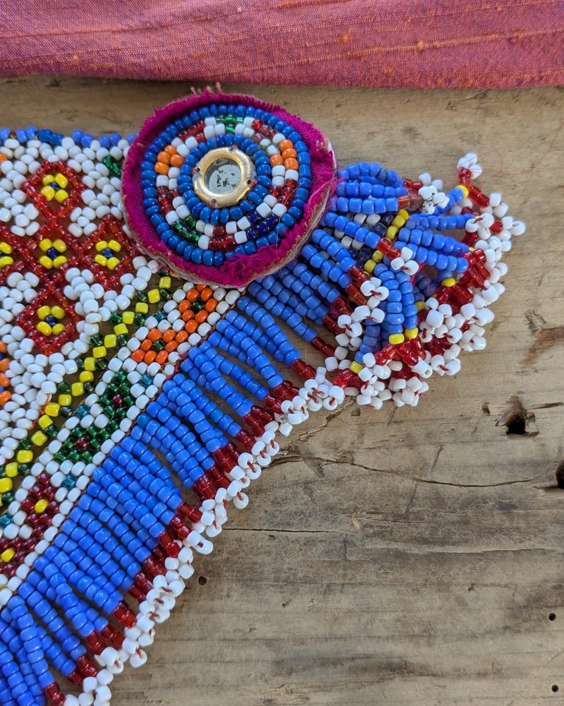 Vintage Kuchi Tribal Beaded Textile Patch Triangular 10.5" x 6.5" (19919)