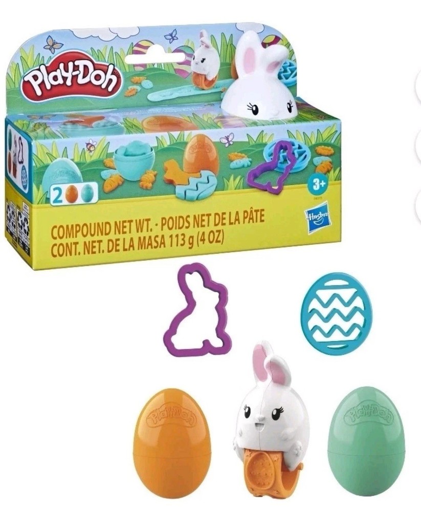 Play-Doh Springtime Pals EASTER Bunny Rabbit Egg Set • 2-Colors: Orange & Teal