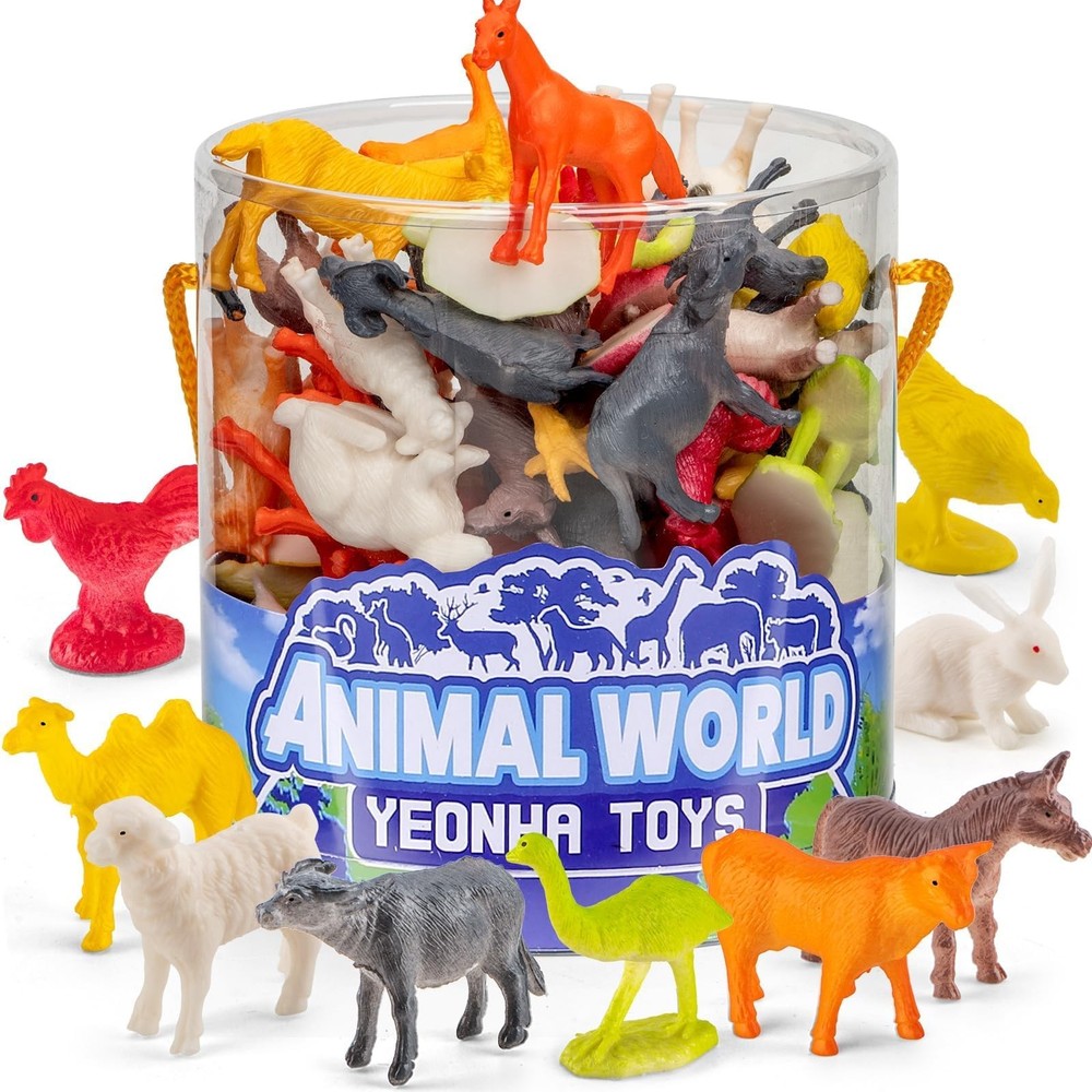 Mini Farm Animal Figurines with Gift Box, 60 Pcs Realistic Tiny [Multiple]