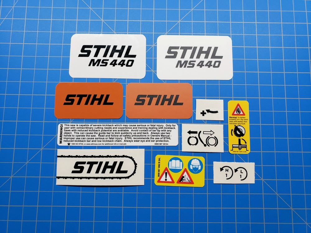 Stihl/Farmertec 044, MS 440 Chainsaw Complete Vinyl Decal / Sticker Kit.