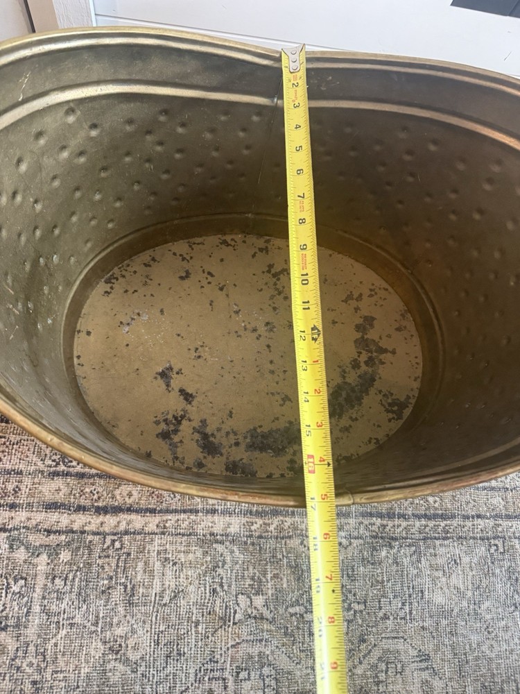 Hammered Brass Coal Hod Vintage Decorative Fireplace Container