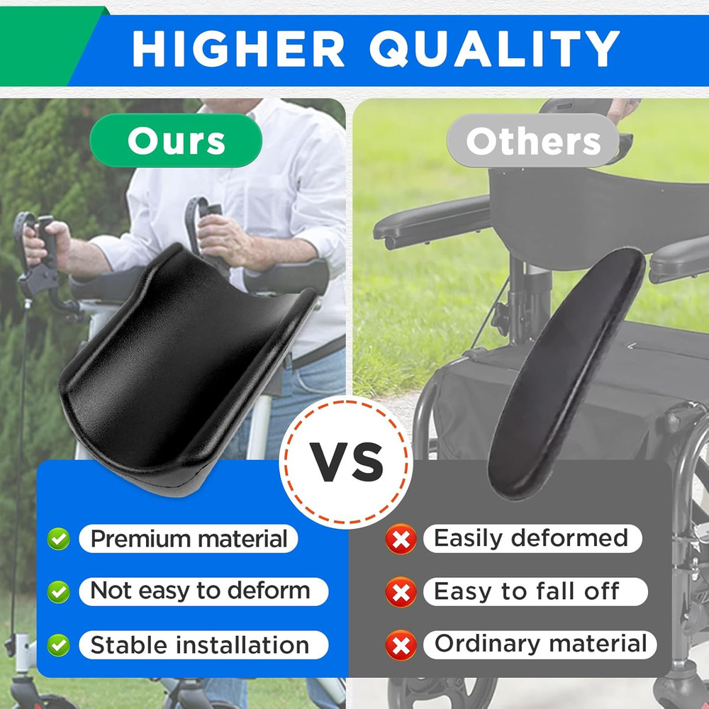 Rollator Armrest Pad, Universal Rollator Arm Rest Attachment, Soft and Comfortab