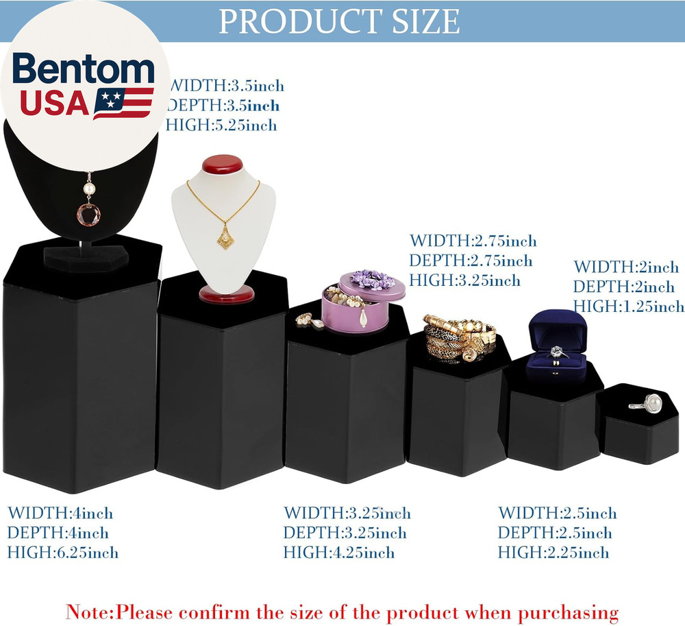 Hexagonal Jewelry Display Risers Hexagonal Market Display Risers Stands Acrylic