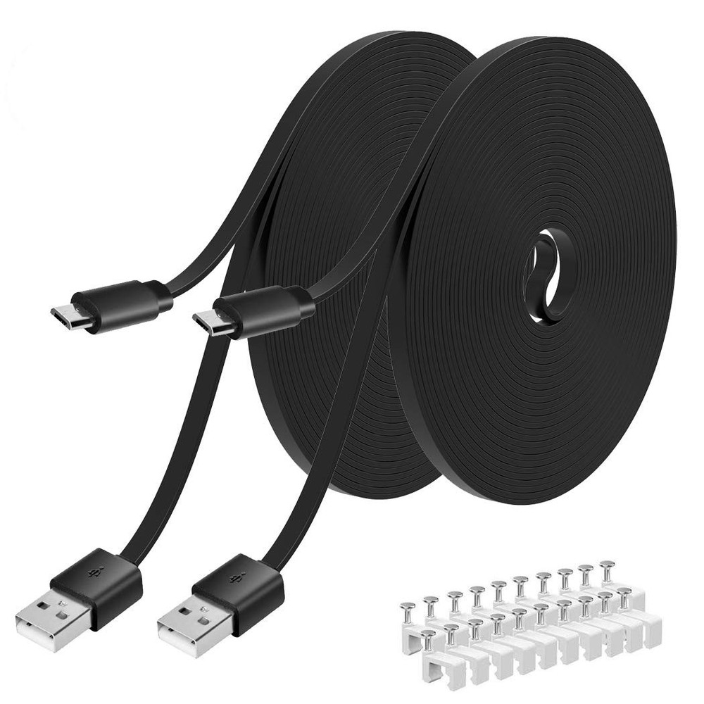 2- Pack 40FT Flat Power Extension Cable Compatible with Wyze Cam