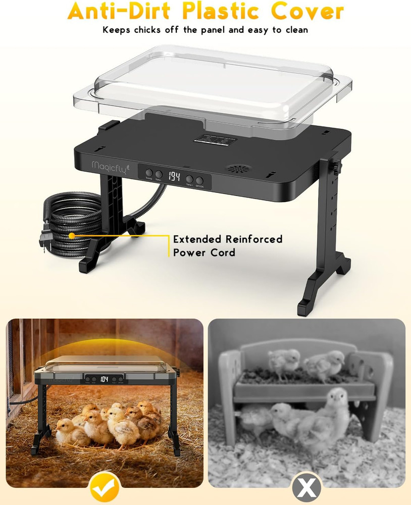 Brooder Heat Plate for Chicks, Magicfly 200W Adjustable Chicken Coop Heater with