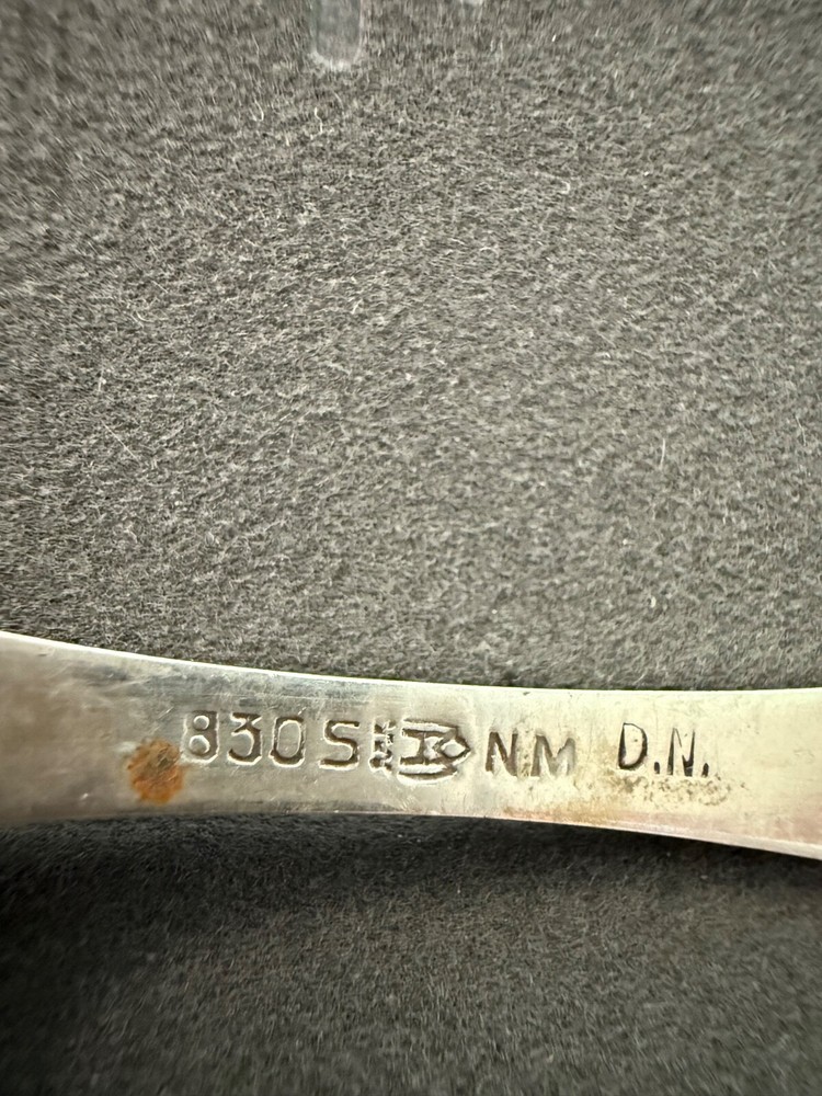 Antique silver Magnus Aase Norwegian demitasse spoon 830S “Iris” shell