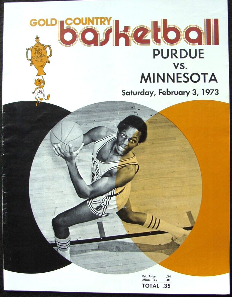 FEB 3, 1973 MINNESOTA GOPHERS V. PURDUE BASKETBALL GAME PROGRAM - TOMMY BARKER