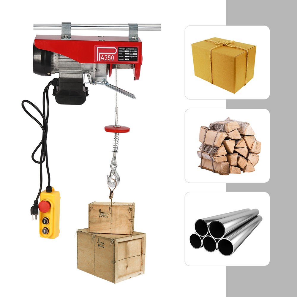 2200LBS Electric Hoist Winch Engine Crane with Wired Remote 110V