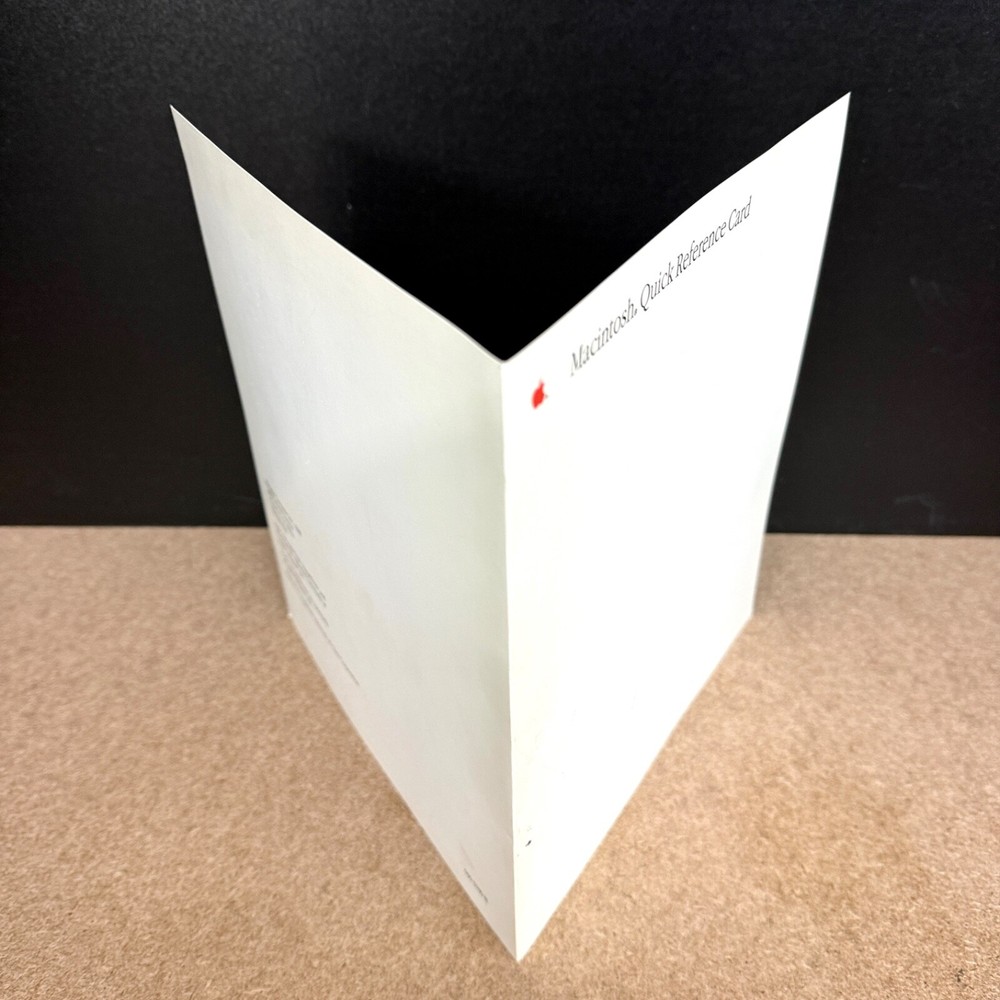 Vintage Apple Macintosh Quick Reference Card 1988