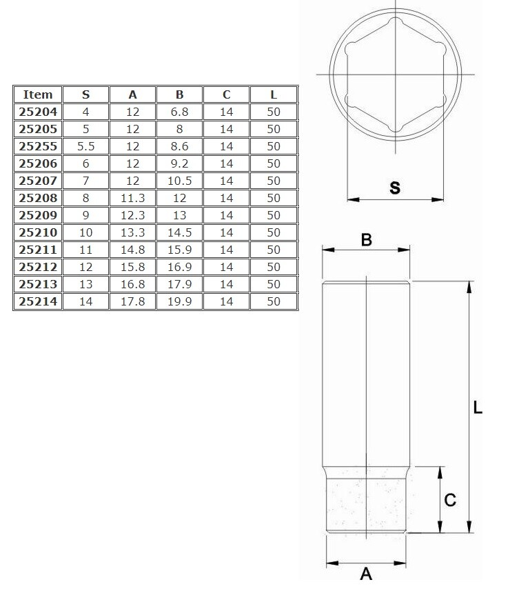 JTC 25213 1/4"" DR. 6PT DEEP Socket 13mm by JTC 25213