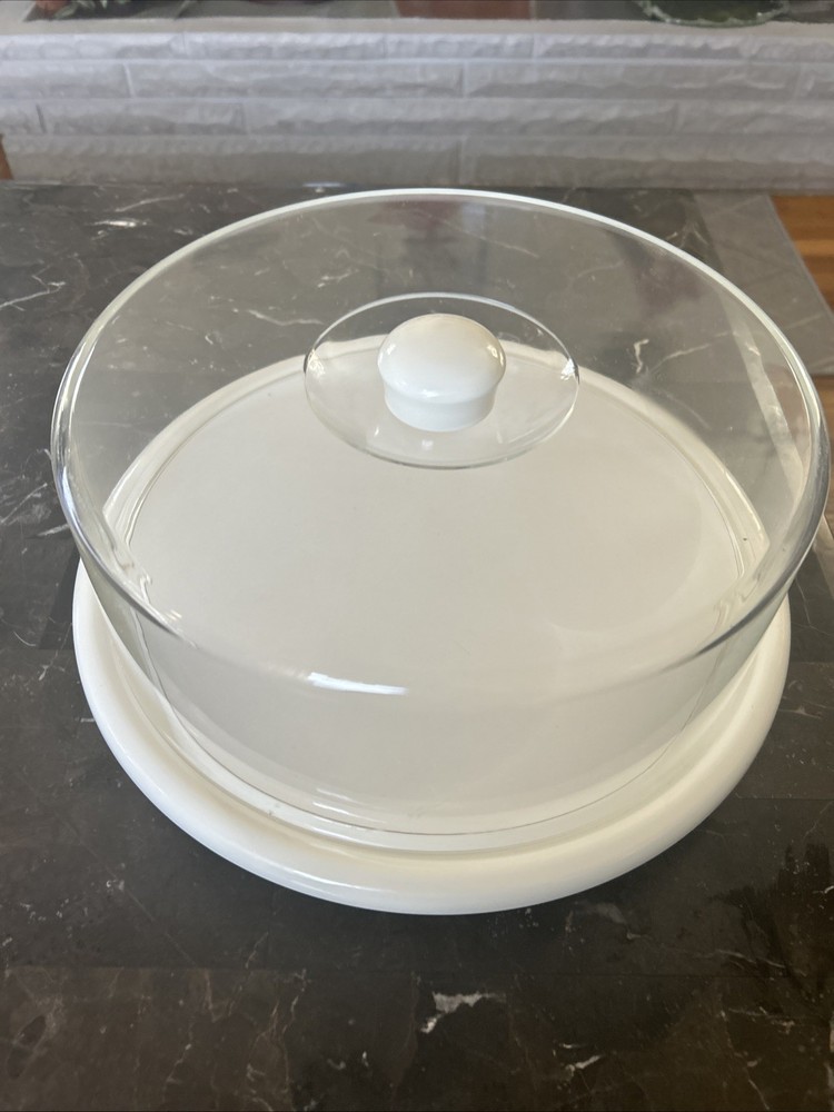 Rotating (lazy susan) White Plastic Cake Stand