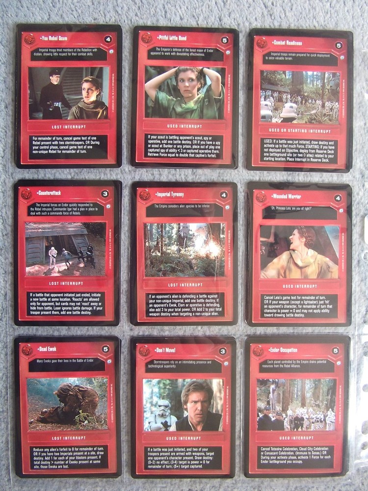 Star Wars CCG ENDOR Dark Side card set 90 cards BB Decipher 1999 + wrapper