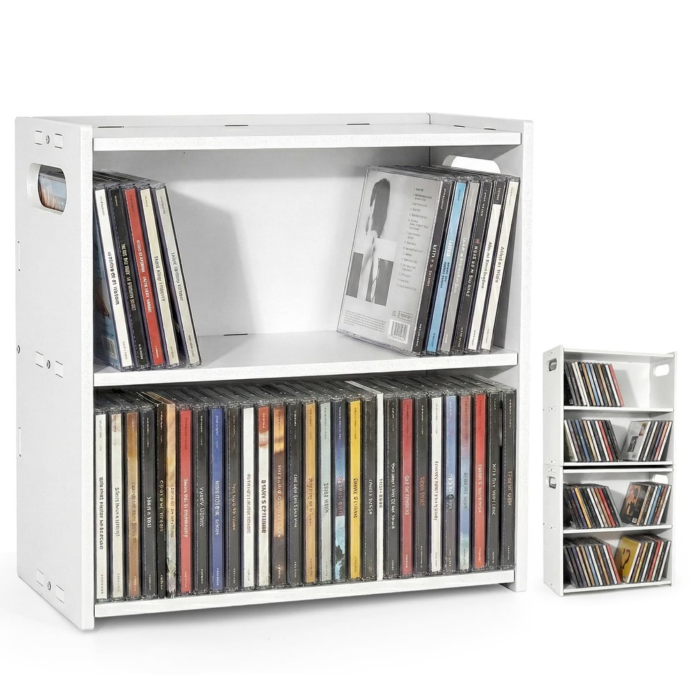 Stackable Double Layer CD Storage Racks, CD Holder for CD Cases, Holds 58 CD ...