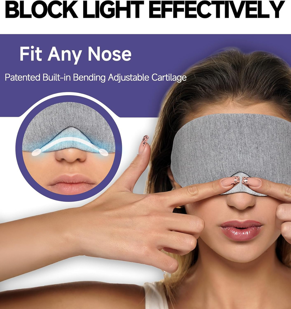 Mavogel Cotton Sleep Eye Mask - Updated Design Light Blocking with Adjustable No