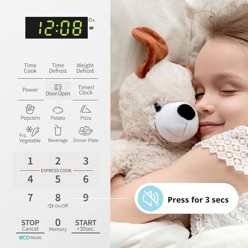 Two-Step Child Lock Microwave Oven 700W Mute Function Eco Mode Express Cooking